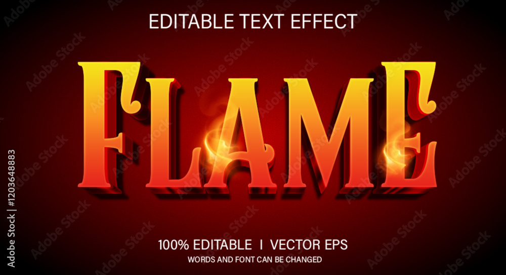 Poster flame 3d vector text effect with modern style design