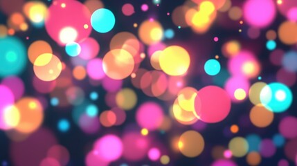 Fototapeta premium Colorful bokeh lights background. Blurred circle shapes. Multicolored blurry lights bokeh defocused abstract background for Christmas new year and celebration events.