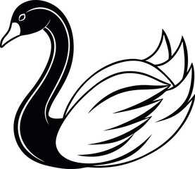 Obraz premium line art black swan silhouette vector