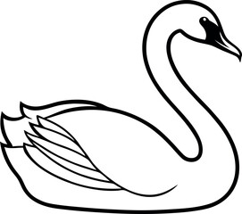 Obraz premium line art black swan silhouette vector