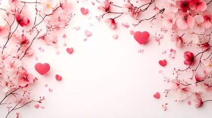 Elegant frame with soft blush pink gradient and delicate hearts, perfect for Valentine's Day, isolated on white