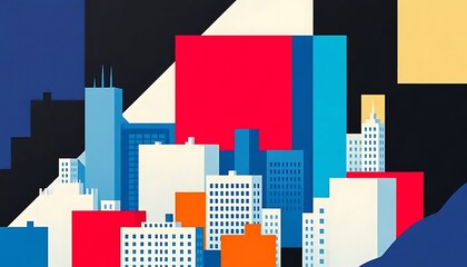 Abstract Cityscape Colorful Building Blocks Design