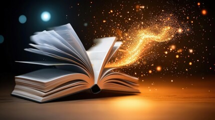 The online book in digital futuristic style features sleek, modern graphics and interactive infographics that revolutionize traditional learning methods