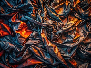 Dramatic Dark Crumpled Fabric Texture: Abstract Aerial Photography