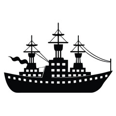 silhouette of a frigate ship