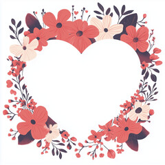 valentines day illustration of heart and flowers card red love romantic couple frame
