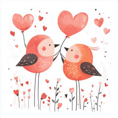 valentines day illustration of hearts card red love romantic couple