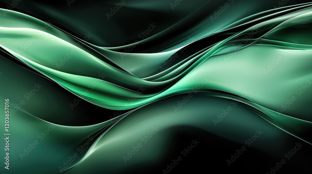 Poster color abstract waves background. green and black curve lines backdrop. luxury colorful wavy pattern.