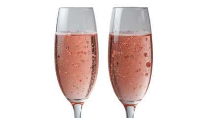 Delicate pink champagne glasses: romantic celebration on a crisp
