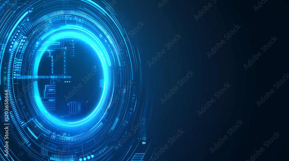 Poster abstract futuristic blue background featuring glowing digital technology and circuit board design. h
