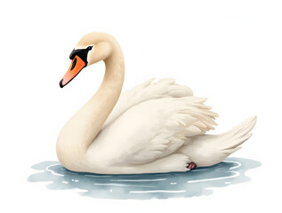 Fototapeta premium An exquisite watercolor illustration of a swan in soft pastel colors with delicate hand details.
