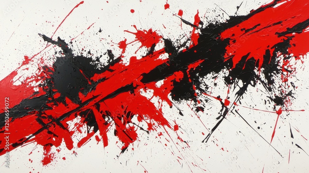 Poster bold expression captured in dynamic abstract artwork with striking reds and blacks showcasing energy