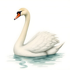 Fototapeta premium An exquisite watercolor illustration of a swan in soft pastel colors with delicate hand details.