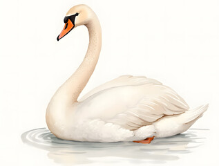 Fototapeta premium An exquisite watercolor illustration of a swan in soft pastel colors with delicate hand details.