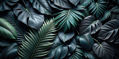 Abstract Black Leaf Textures for Tropical Foliage Backdrop - Dark Nature Aesthetic