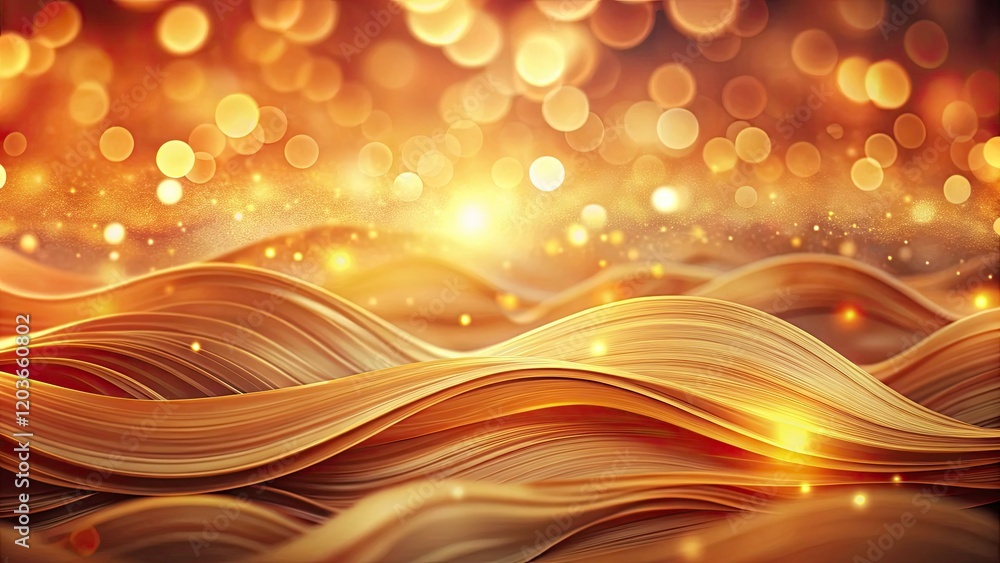 Poster abstract waves of warm orange and beige hues with bokeh effect for soothing backgrounds and design e