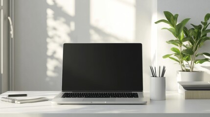 Fototapeta premium Laptop setup with Virtual Meeting in Progress Ultra