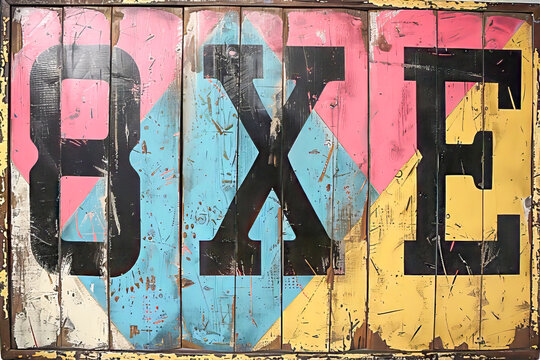 Colorful textured wooden sign showing the word oxe