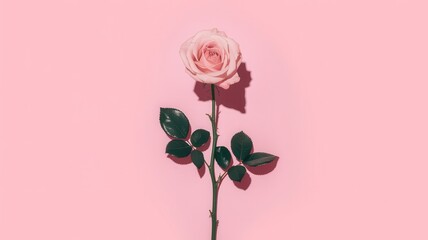 Pink rose is on a pink background