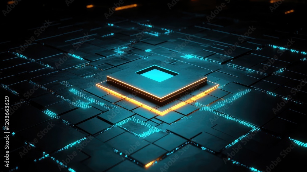 Aufkleber a glowing padlock surrounded by binary code and neon blue light, symbolizing cybersecurity. futurist