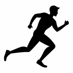 Vector black man running silhouette on white background