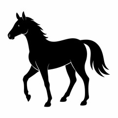 Vector black Dynamic Equine silhouette on white background