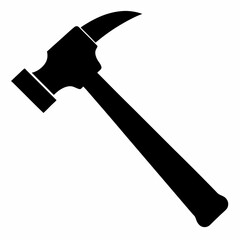 vector hammer silhouette black illustration on white background