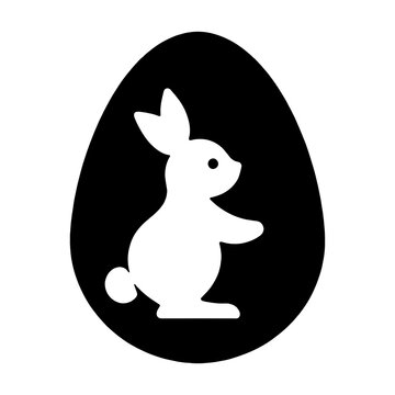 recommend clip art: 卵の中に描かれたウサギの黒いシルエットイラスト　透過背景の切り抜き