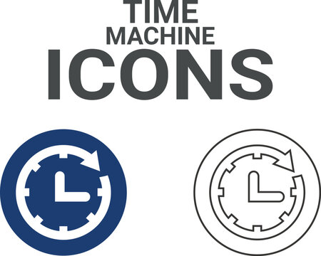 Time machine icon. Timer, alarm, schedule, hourglass, clock icons. Solid icon collection.
