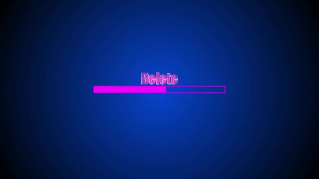 Deleting progress bar computer screen animation loop isolated on colorful background. Loading progress bar deleting bar loading screen pixelated progress animation. Deleting process with bar loading.