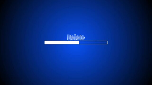 Deleting progress bar computer screen animation loop isolated on colorful background. Loading progress bar deleting bar loading screen pixelated progress animation. Deleting process with bar loading.
