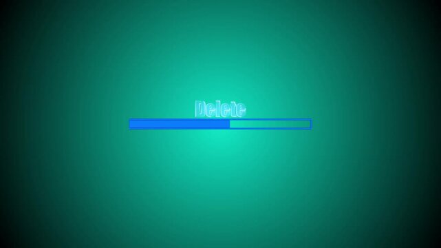 Deleting progress bar computer screen animation loop isolated on colorful background. Loading progress bar deleting bar loading screen pixelated progress animation. Deleting process with bar loading.