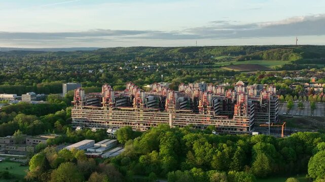 Aachen Klinikum Melaten Nord Aerial Video Panorama Luftbild Sonnenaufgang