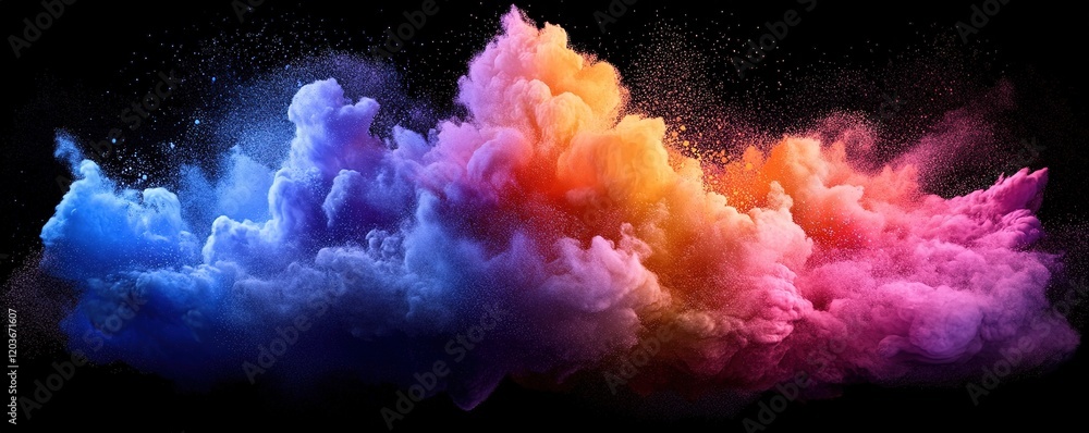 Poster vibrant color explosion cloud art digital creation abstract background fantasy concept high-resoluti