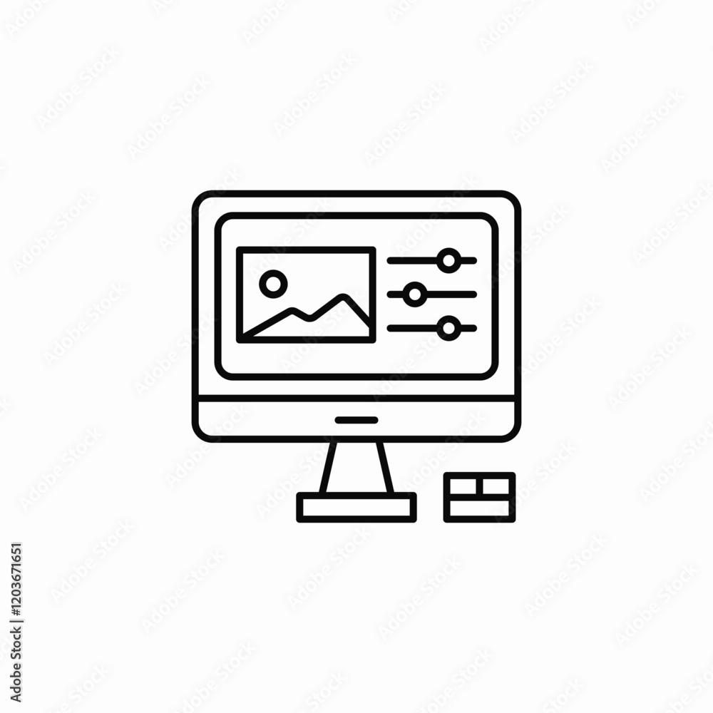 Poster Monitor display screen computer icon vector sign