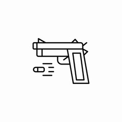 Gun weapon shoot pistol icon vector sign