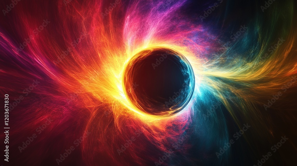 Poster cosmic energy explosion digital art abstract visualization colorful swirls outer space universe conc