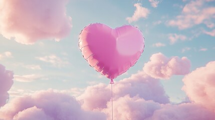 "Romantic Heart-Shaped Hot Air Balloon for a Beautiful Valentine's Day Wallpaper"