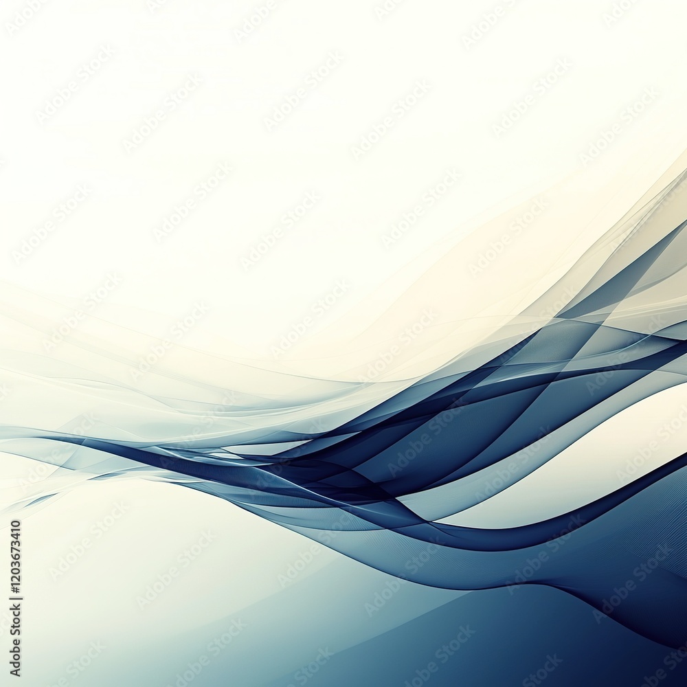 Poster dynamic waves flowing through digital space abstract art blue and white tones creative environment t
