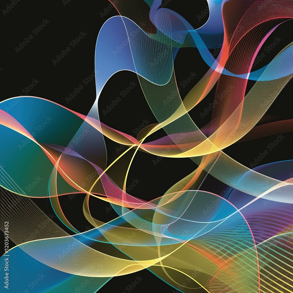 Poster dynamic swirling patterns abstract space digital art colorful environment artistic viewpoint modern 
