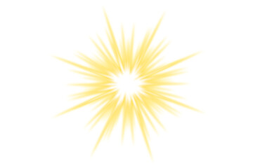 Fototapeta premium Yellow glowing light burst with lens flare effect. Light explosion isolated on transparent background. Sunlight sparkle. Srarlight shine glow. Glare, sun flash. Effects sunlight. Sunburst. Magic light