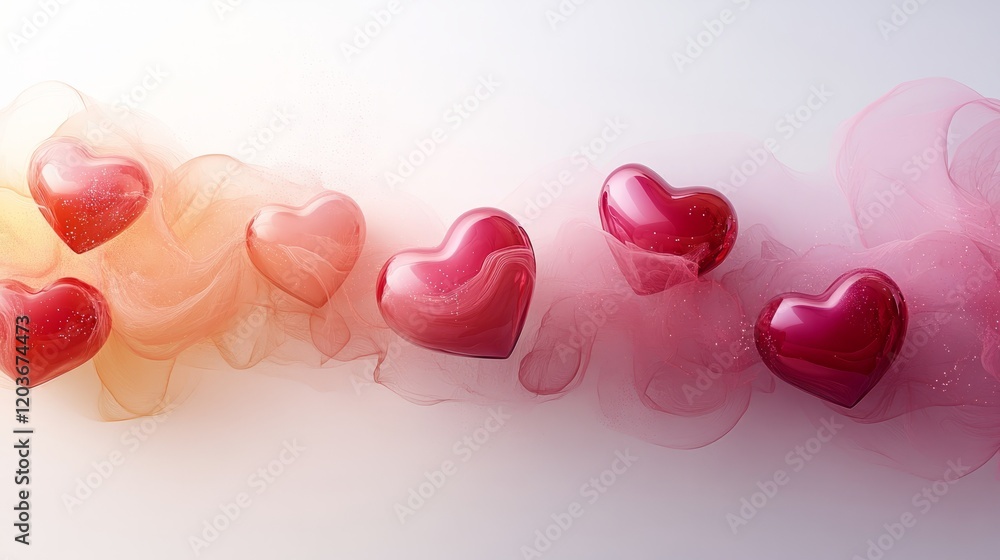 Poster minimalistic valentine's day frame with soft heart-shaped accents and a smooth gradient, isolated on