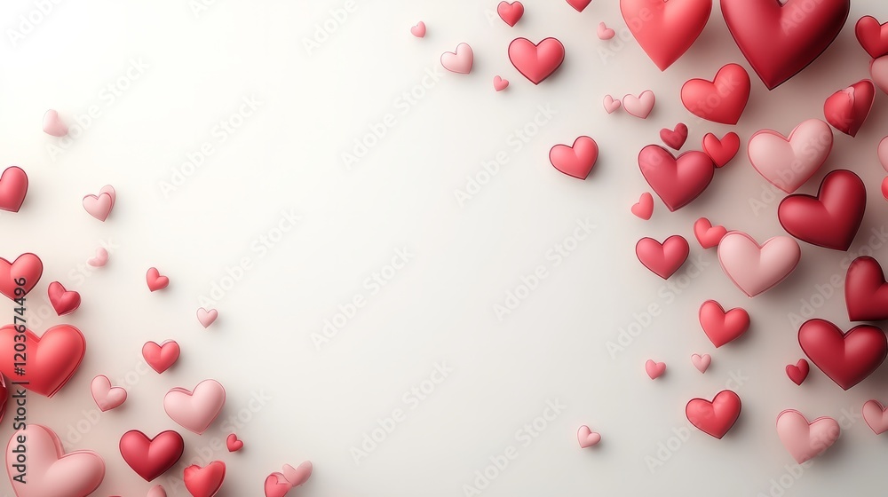 Poster minimalistic valentine's day frame with soft heart-shaped accents and a smooth gradient, isolated on