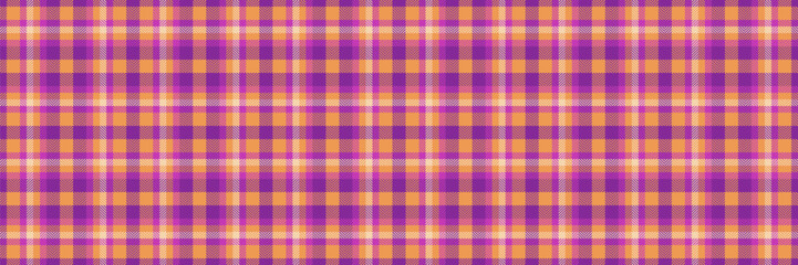 Vogue pattern tartan fabric, strip textile check seamless. Guy texture background vector plaid in orange and purple colors.