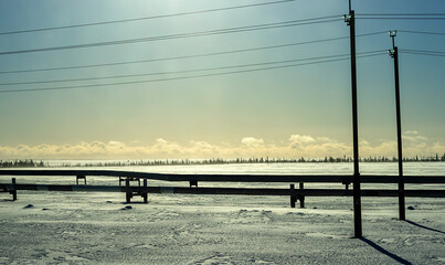 Obraz premium Nearby, the Samotlor oil field is the largest oil field in Russia