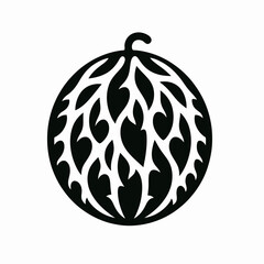 Honeydew Melon silhouette in black on a white background
