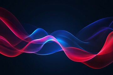 Abstract waves of red and blue light on a dark background, creating a dynamic visual effect.