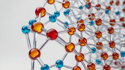 Obraz premium A Close up illustration of Cholesterol structure colorfully represented against a white background for research studies in Medical science.