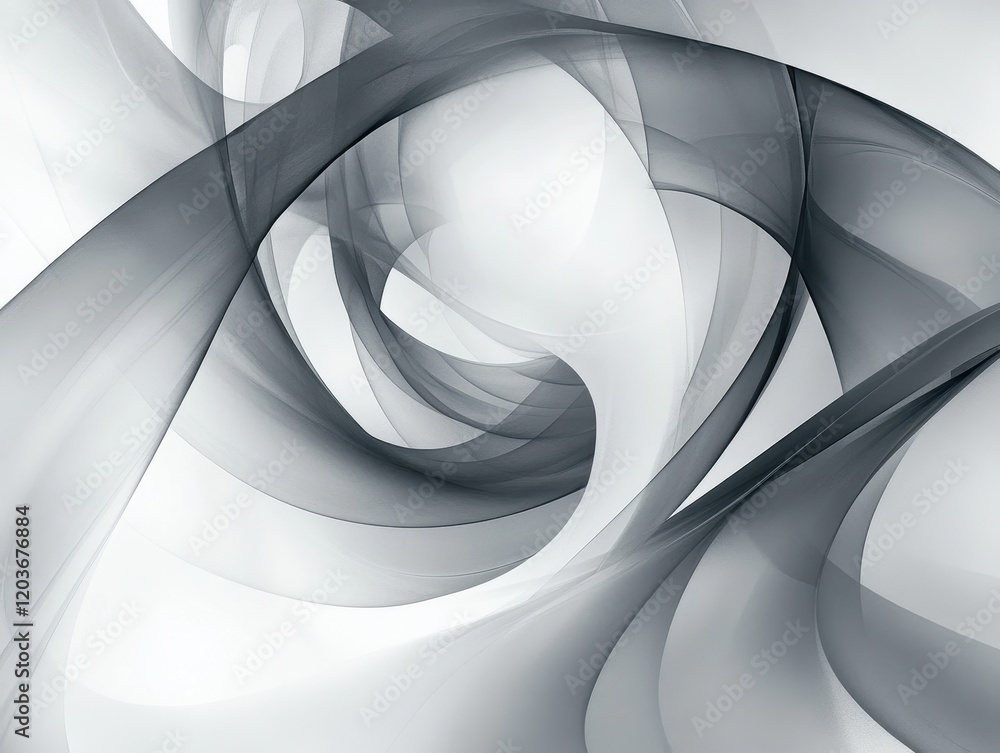 Poster abstract gray and white fluid forms background - elegant swirls and flowing shapes.