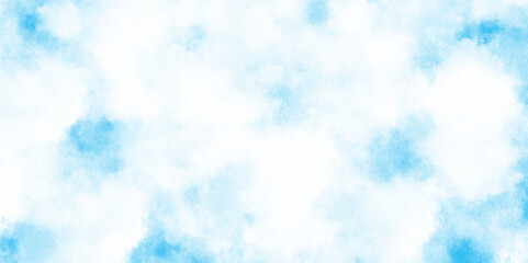 Soft and cloudy blue sky Watercolor background texture, cloudy and soft sky blue blurred and grainy Blue powder explosion, The sky blue texture clouds, blue watercolor paper texture background.
